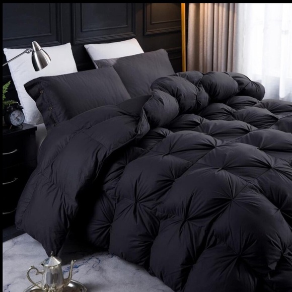 🆕 Black Duvet Down OVERSIZED KING Luxury Quilted Squares 100% Cotton 120” x 98”